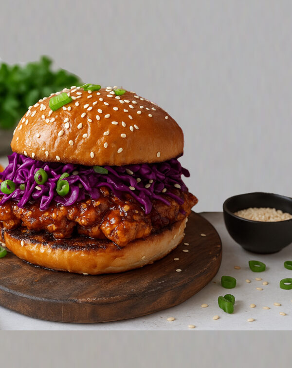 Fried Chicken Burger with Black Bean Coleslaw