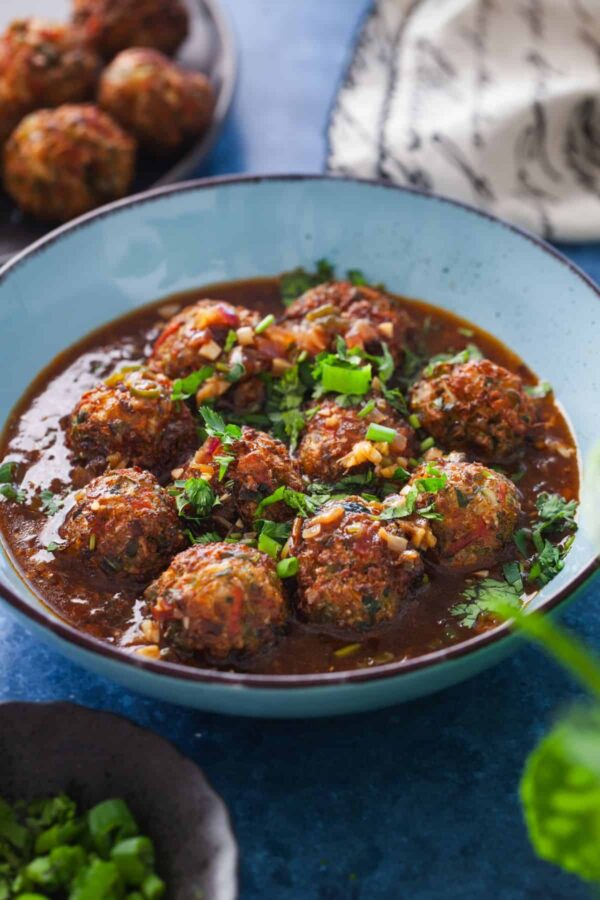 Crispy Veggie Balls in Manchurian Sauce
